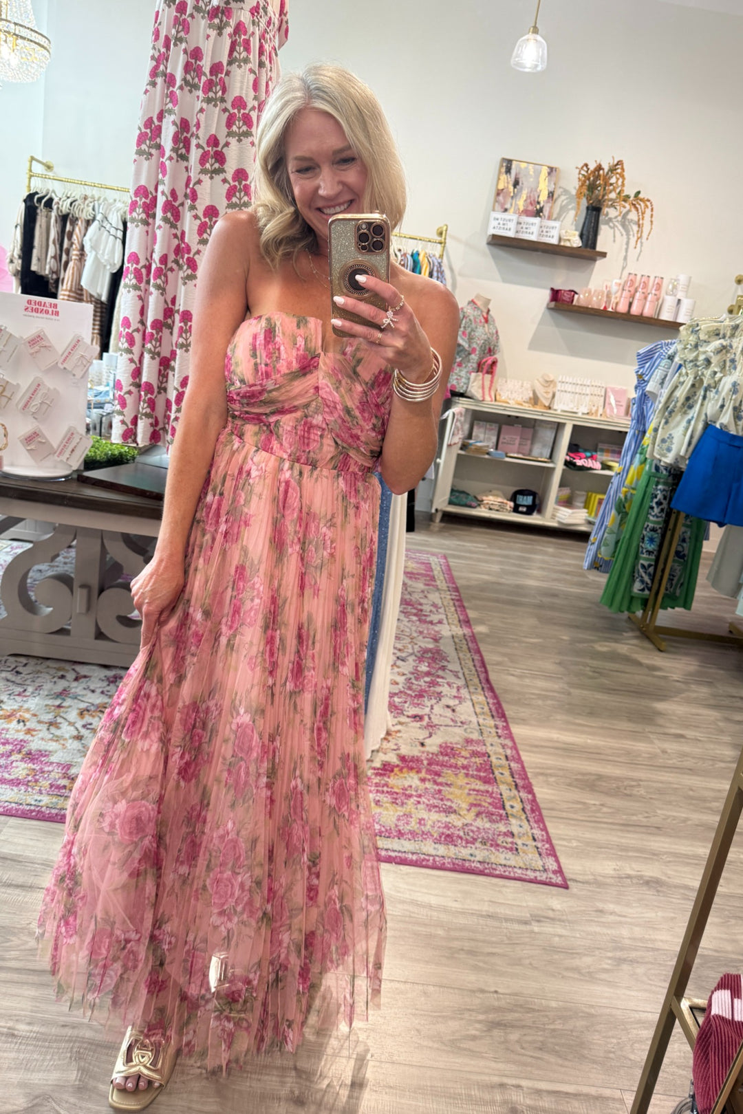 Adele Floral Pleated Maxi Dress