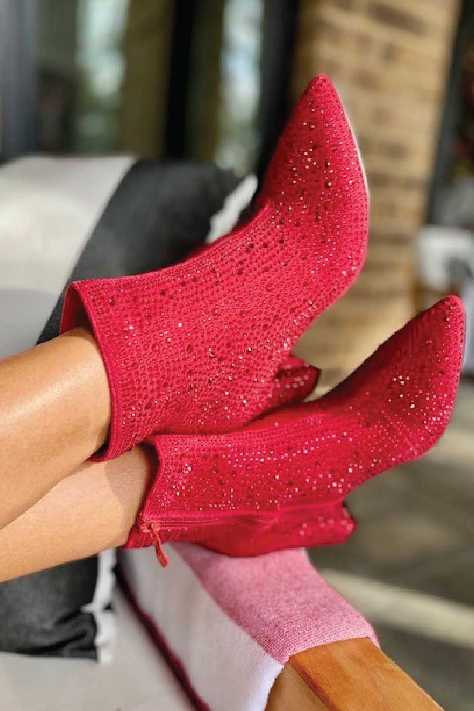 Forever Red Rhinestone Ankle Bootie, image size:953x1430